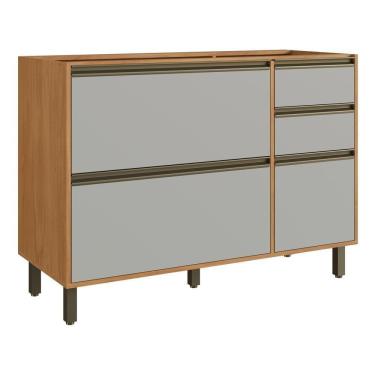 Imagem de Balcão 2 Portas 3 Gavetas 120cm Mdf Cr6026 Nature/off White