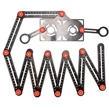Imagem de UGPLM Régua de medição de ângulo múltiplo ajustável Broca de Ferramentas de Ferramenta de modelo Régua dobrável para carpinteiros Ladrilhos de vezes
