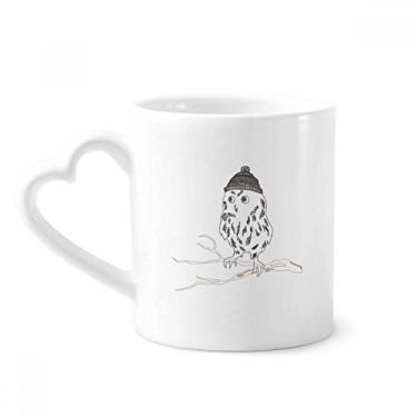 Imagem de Freehand Sketch Caneca cabeça de coruja café cerâmica copo de coração de vidro