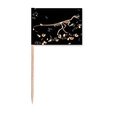Imagem de Bones Black Pequenos Dinossauro Bandeiras de Palito de Dente Marcador Topper Decoração de Festa