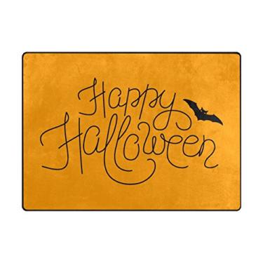 Imagem de ALAZA My Daily Happy Halloween Tapete de área laranja 1,77 m x 1,88 m, sala de estar, quarto, cozinha, tapete impresso, exclusivo, leve