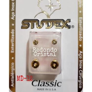 Imagem de Brinco Studex Classic 4Mm Bezel Cristal Medio Dourado