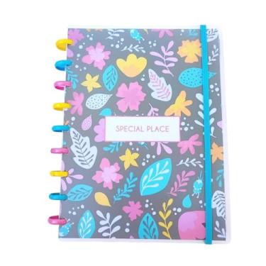 Imagem de Caderno de Disco 10 Matérias Escolar Sistema Inteligente Com Calendario Com Divisórias Special Place Bloom (MÉDIO - Colegial)