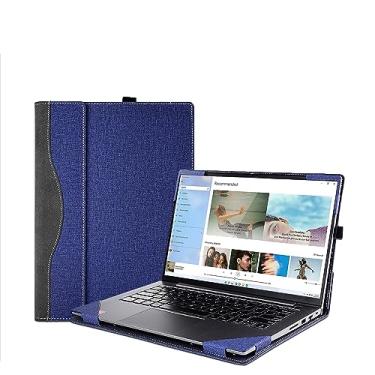 Imagem de Capa para laptop 2 em 1 de 14 polegadas Lenovo Yoga 7i 7 14ARP8 14IRL8 14ARB7 14IAL7, bolsa de couro PU capa protetora para notebook com suporte para caneta (azul marinho)