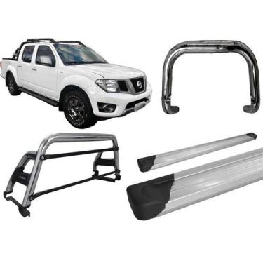 Imagem de Kit Quebra Mato Santo Antonio H2 Estribo Frontier 08/16 Cromado - HOZZ