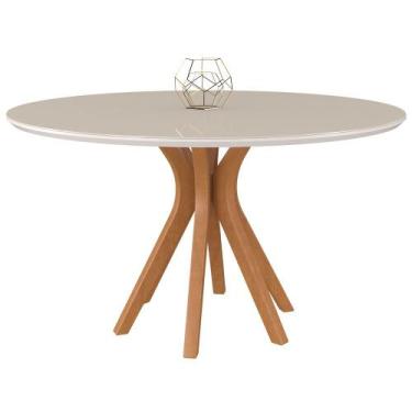 Imagem de Mesa Sala de Jantar Cozinha Redonda Tampo de Vidro 130cm Willy Off Whi