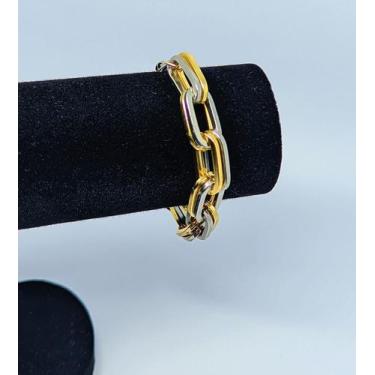 Imagem de Kit Conjunto Colar e Pulseira Feminino Corrente Elo Duplos Grossa Dour