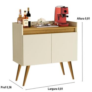Imagem de Aparador Coffee Break 2 Portas Luxo Pés Palito Cores Comprar - Comprar