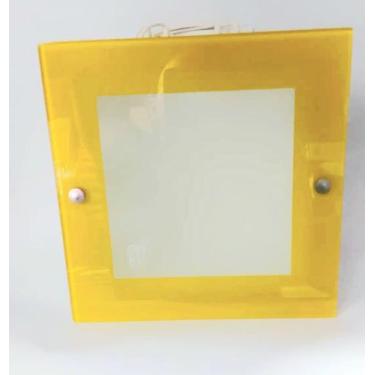 Imagem de Plafon Luminária de Embutir Quadrado Color Borda Amarela Para 2 Lâmpad