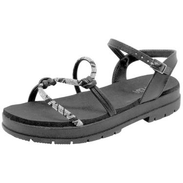 Imagem de Sandália Feminina Conforto Tiras Finas Strass Sua Cia