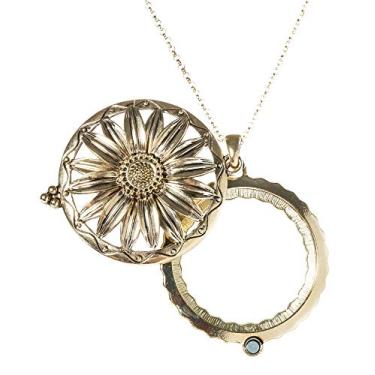 Imagem de Artisan Owl Girassol 4X Lupa Colar com pingente de lupa deslizante, 76 cm, Metal