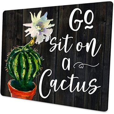 Imagem de Go Sit On A Cactus Funny Quote Aquarela Floral Mouse Pad Material de Escritório Escolar Acessórios de Mesa Decoração Presentes para Professores
