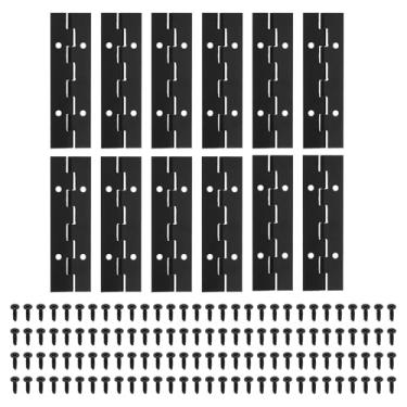 Imagem de PATIKIL Dobradiça de piano de 10 x 3 cm, pacote com 12 dobradiças contínuas de aço inoxidável 304 com furos para porta de portão de piano, caixa de armazenamento de madeira, barco, armário, preto