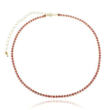 Imagem de Choker Riviera Pink Fashion Semijoia Banhada (Dourado)