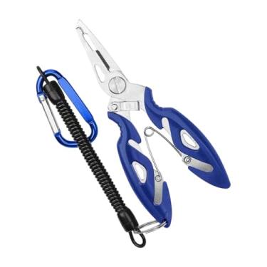 Imagem de Deevoka Alicates de pesca anéis divididos alicate não -lip portátil leve com removedor de gancho de peixe de cordão para remoção de gancho pesca com mosca, Azul