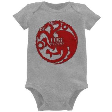 Imagem de Body Bebê Fire and Blood Targaryen - Foca na Moda, Cinza, P