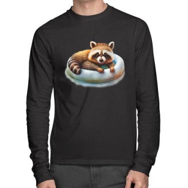 Imagem de Camiseta Algodão Panda Vermelho Relaxando Na Piscina Manga Longa - Foc