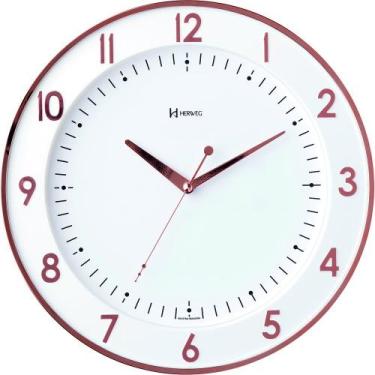 Imagem de Relógio Silencioso Parede Rosê Musical Branco 35cm 6806-309 - Herweg
