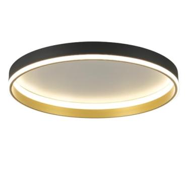 Imagem de Plafon Luminária LED Preto Dourado 36W Luz Indireta 3000K Design Moderno Metal com Pintura Eletrostática Econômica e Durável – Para Sala, Quarto, Escritório