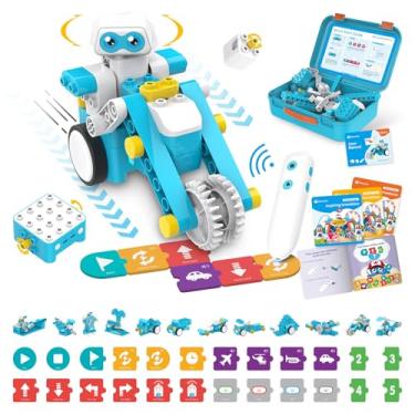 Imagem de WhalesBot B3 Pro 24-in-1 Coding Robot Kit STEM Toy for Kids 4+, Advanced Smart Pen & Cards Programming, Educational Toy, Block Building Set with Controller&Motor&Sensors for Kids 4-6, 5-7