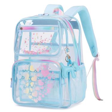 Imagem de Mochila transparente MOONBABY Lovely para meninas em idade escolar azul
