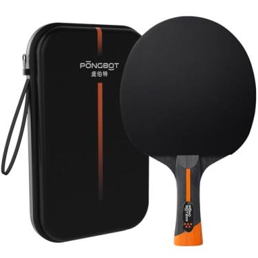 Imagem de PONGBOT Raquete de tênis de mesa cinco estrelas, nível profissional, com estojo rígido, fibra de carbono, lâmina de 7 camadas, borracha premium, para torneios competitivos e jogadores sérios