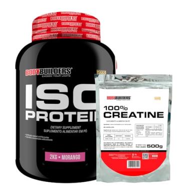 Imagem de Kit Iso Protein 2kg + Creatina 100% 500g - Bodybuilders (Médio, Morango)