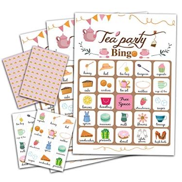 Imagem de ZEDEV Tea Party Bingo Game, Party Games with 24 Players, Family Activities, Bingo Cards for Kids School Classroom Party Supplies, Party Favors Gifts for Kids Young Adults, Adults, Toddlers - tea04