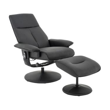 Imagem de Poltrona De Massagem Reclinável E Giratória Detroit Com Apoio De Pés Pu Preto G56 - Laura Lar