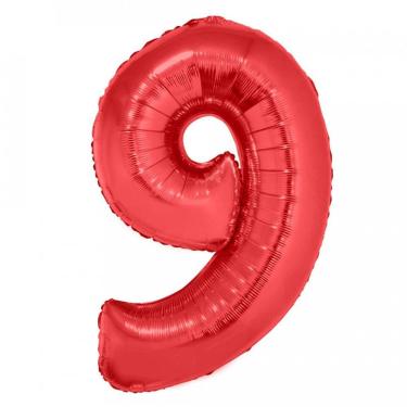 Imagem de Balão Metalizado Vermelho Número 9 - 1 Metro