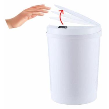 Imagem de Lixeira Automática Redonda 12 Litros com Sensor Branca - Globalmix