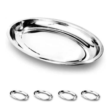 Imagem de 4un Travessa funda oval Inox 24cm Petiscos bar restaurante - Wellmix