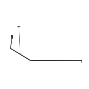 Imagem de Naiture Corner varão de cortina de chuveiro neo-angular de aço inoxidável com suporte de teto, 46 x 66 x 109 cm (tamanho da parede do equivalente: 152 cm x 91 cm), acabamento preto