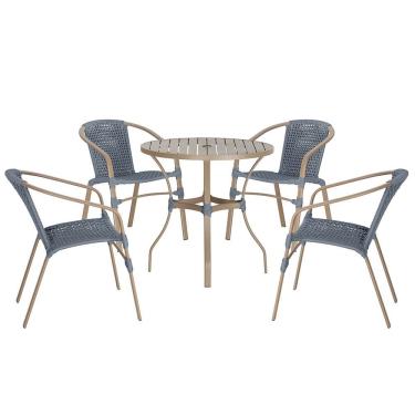 Imagem de 04 Cadeiras Floripa E Mesa Roma 100cm Fendi Trama Original Prata