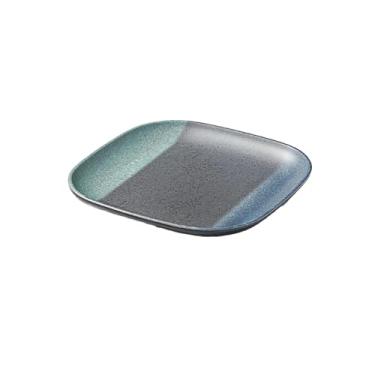 Imagem de Prato de estilo japonês retrô simples listrado delicado quadrado durável - placa quadrada arredondada de 21,6 cm