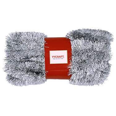 Imagem de YYCRAFT 15 jardas (45 pés) comprimento comercial grosso papel alumínio Natal guirlanda clássica decorações de Natal, Prata, 2 Inch Width