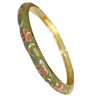Imagem de Only My Live Home Pulseira de flor cloisonne chinesa feita à mão com punho articulado pulseiras finas esmaltadas para pulsos pequenos acessórios femininos joias presentes, inner Diameter 2.25 inch