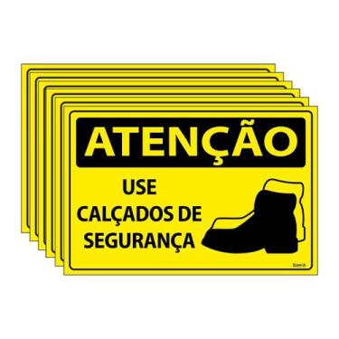Imagem de Combo 6 Placas De Sinalização Atenção Use Calçados De Segurança 30x20 