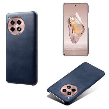 Imagem de Capa para Oneplus 12R 5G,Proteção contra quedas,Casca de volta de cor sólida simples,Design de couro de imitação de plástico-Blue