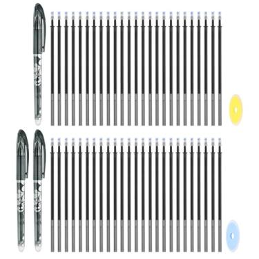 Imagem de PATIKIL Pacote com 3 canetas de gel apagáveis com 50 refis e 2 borrachas, canetas apagáveis a calor de 0,5 mm para tecido, marcadores de tecido de tinta preta para costura, quilting, planejador