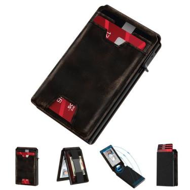Imagem de Porta-cartões Smart Wallet Typecase em couro preto polido