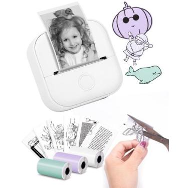 Imagem de Impressora de adesivos portátil Memoking Mini T02 com 3 rolos de papel