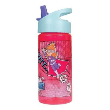 Imagem de Garrafa Infantil Com Canudo Super-heroínas Rosa - Buba
