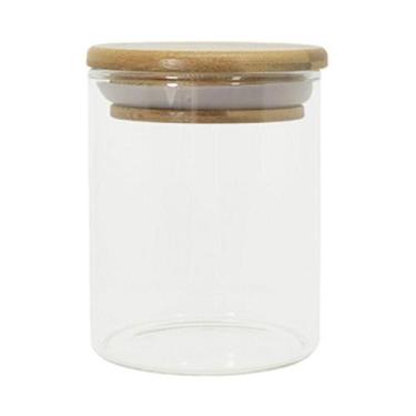 Imagem de Pote De Vidro Com Tampa De Bambu Oikos 200ml Hermético Redondo