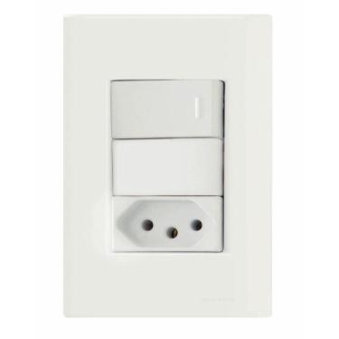 Imagem de Conjunto 4x2 com 1 Interruptor Simples 10 A 250 V e 1 Tomada 2P+T 10 A