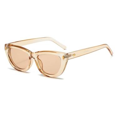 Imagem de HPIRME Óculos de sol femininos com armação oval e armação grossa, estilo retrô, UV400 (MN5752-C5)