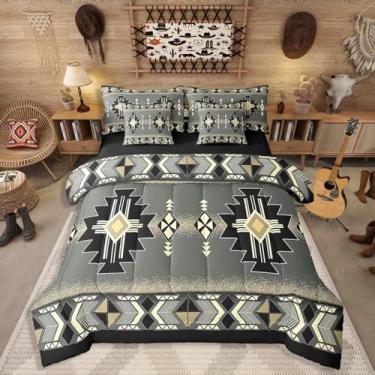 Imagem de Erosebridal Jogo de cama solteiro asteca do sudoeste do sudoeste, conjunto de lençol rústico ocidental, nativo exótico americano, para quarto de meninos, adolescentes, homens, cama geométrica étnica