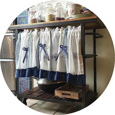 Imagem de Cortina de cozinha cortinas curtas níveis de cortina de café - meia cortina pequena vintage para janela de cozinha - cortinas curtas à prova de pó de privacidade para estantes / abrigo