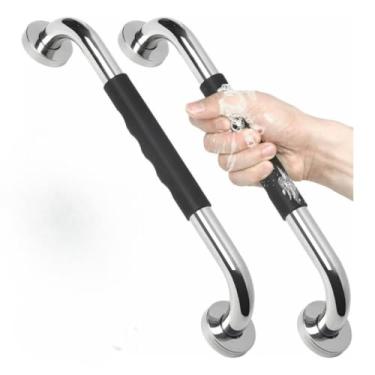 Imagem de Kit 2 Barras de Apoio Inox 40cm para Banheiro - Corrimão de Segurança e Proteção para Idosos, Deficientes e Gestantes(KIT/2 50CM)