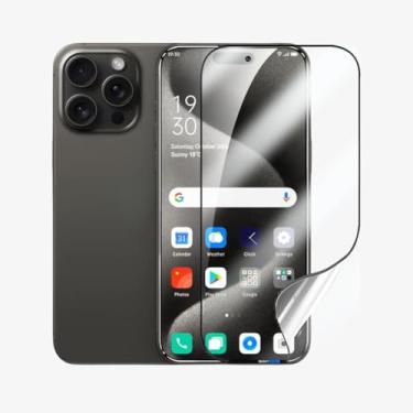 Imagem de Kit 2 Película Nano Gel Protetora de Tela Frontal Cerâmica Transparente Não Quebra Anti Impacto Para iPhone (iPhone 15 Pro Max)